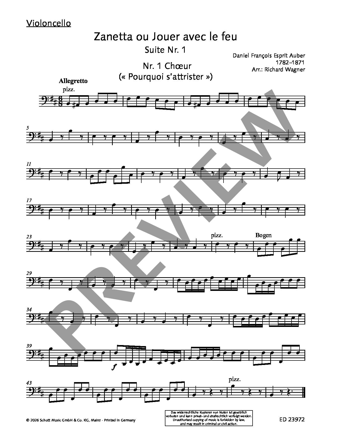 Sample 6 : Auber, Daniel François Esprit : Zanetta Ou Jouer Avec Le Feu, Suite No. 1 From The Opéra Comique -