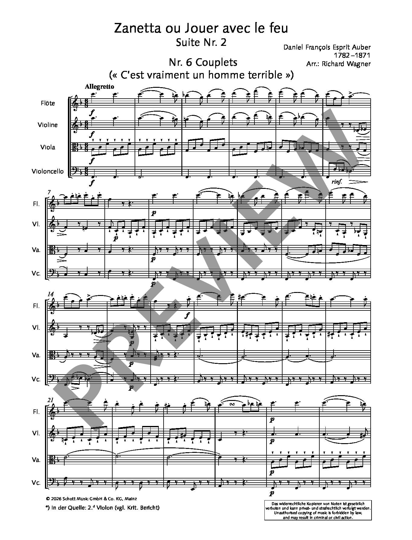 Sample 4 : Auber, Daniel François Esprit : Zanetta Ou Jouer Avec Le Feu, Suite No. 2 From The Opéra Comique -