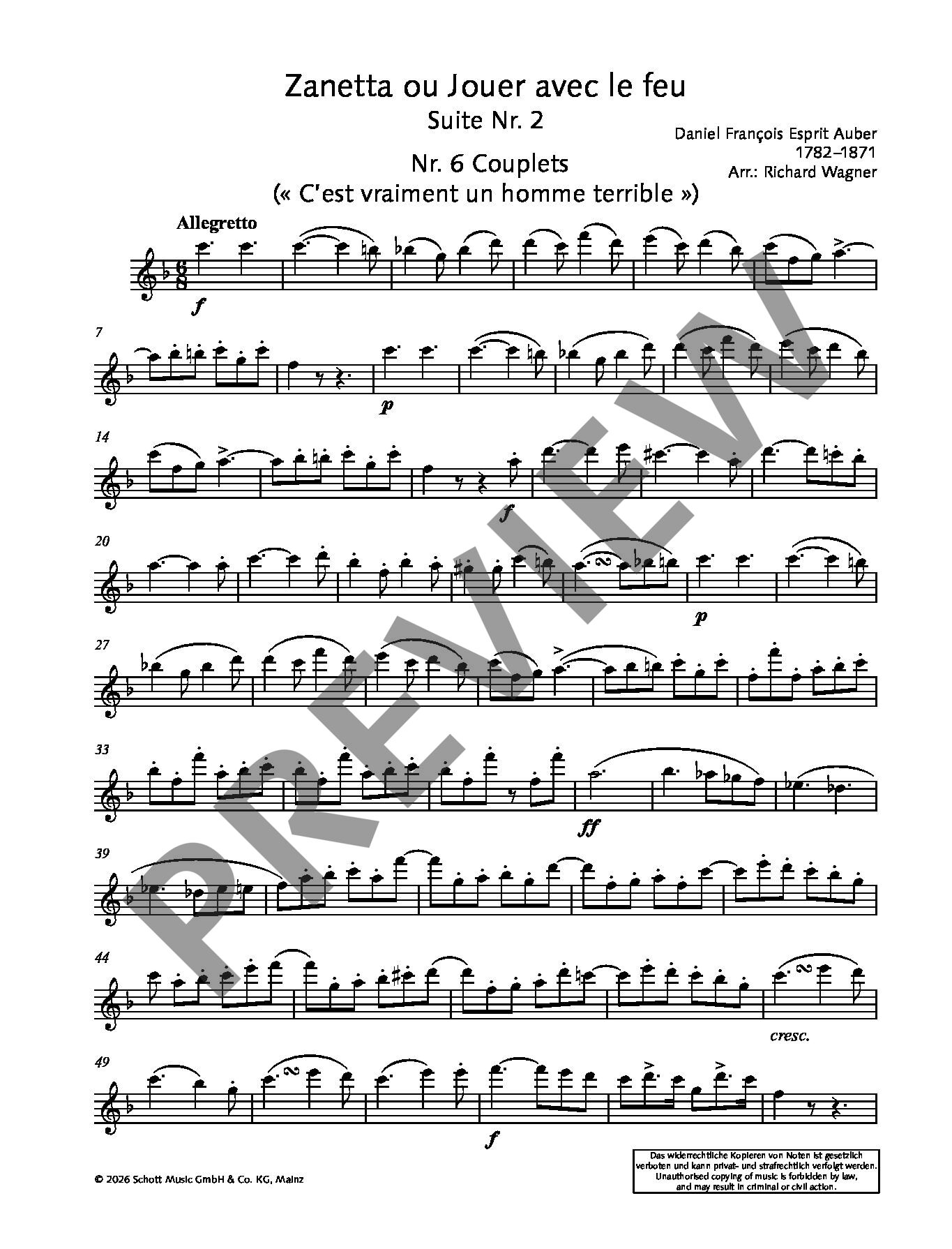 Sample 5 : Auber, Daniel François Esprit : Zanetta Ou Jouer Avec Le Feu, Suite No. 2 From The Opéra Comique -