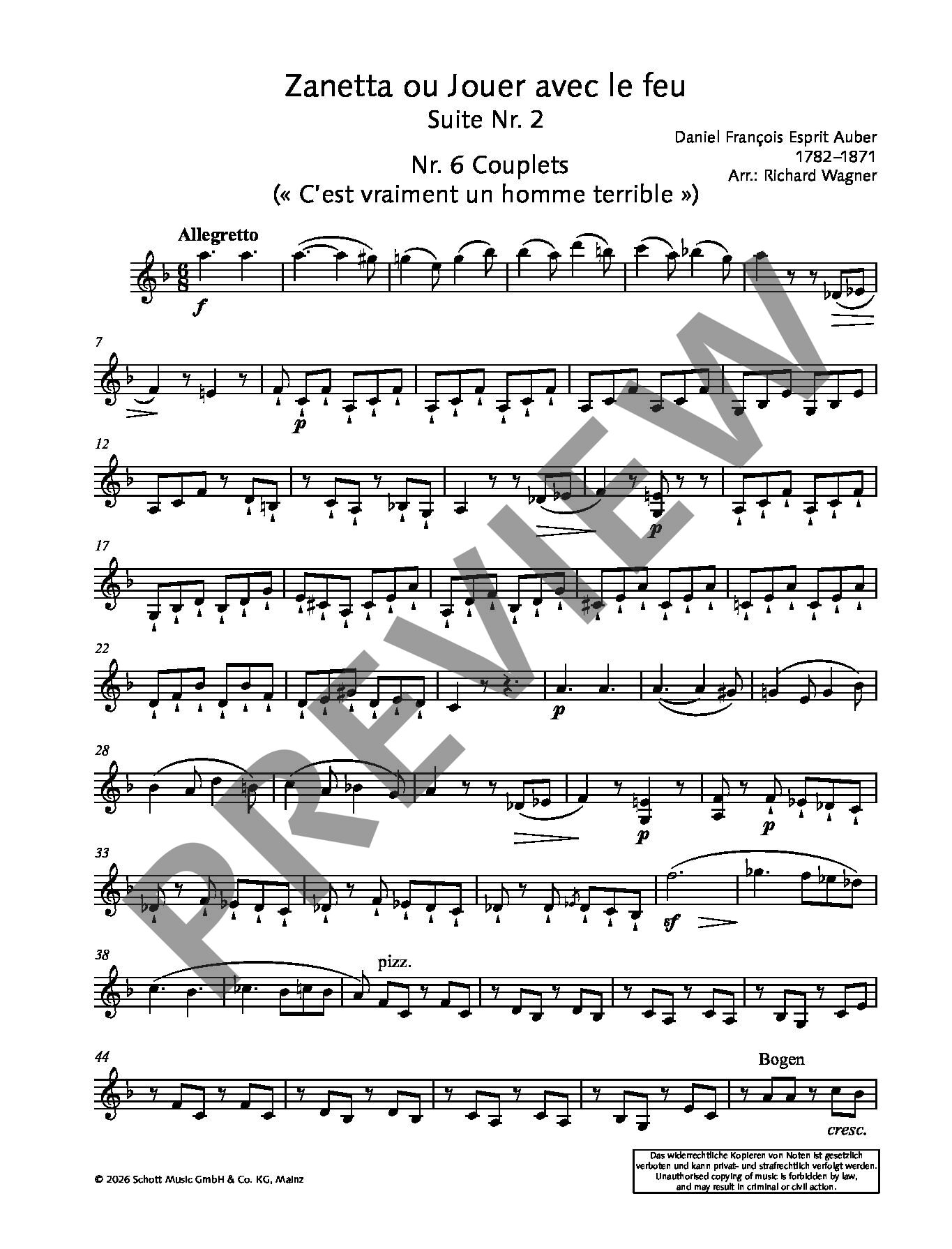Sample 6 : Auber, Daniel François Esprit : Zanetta Ou Jouer Avec Le Feu, Suite No. 2 From The Opéra Comique -