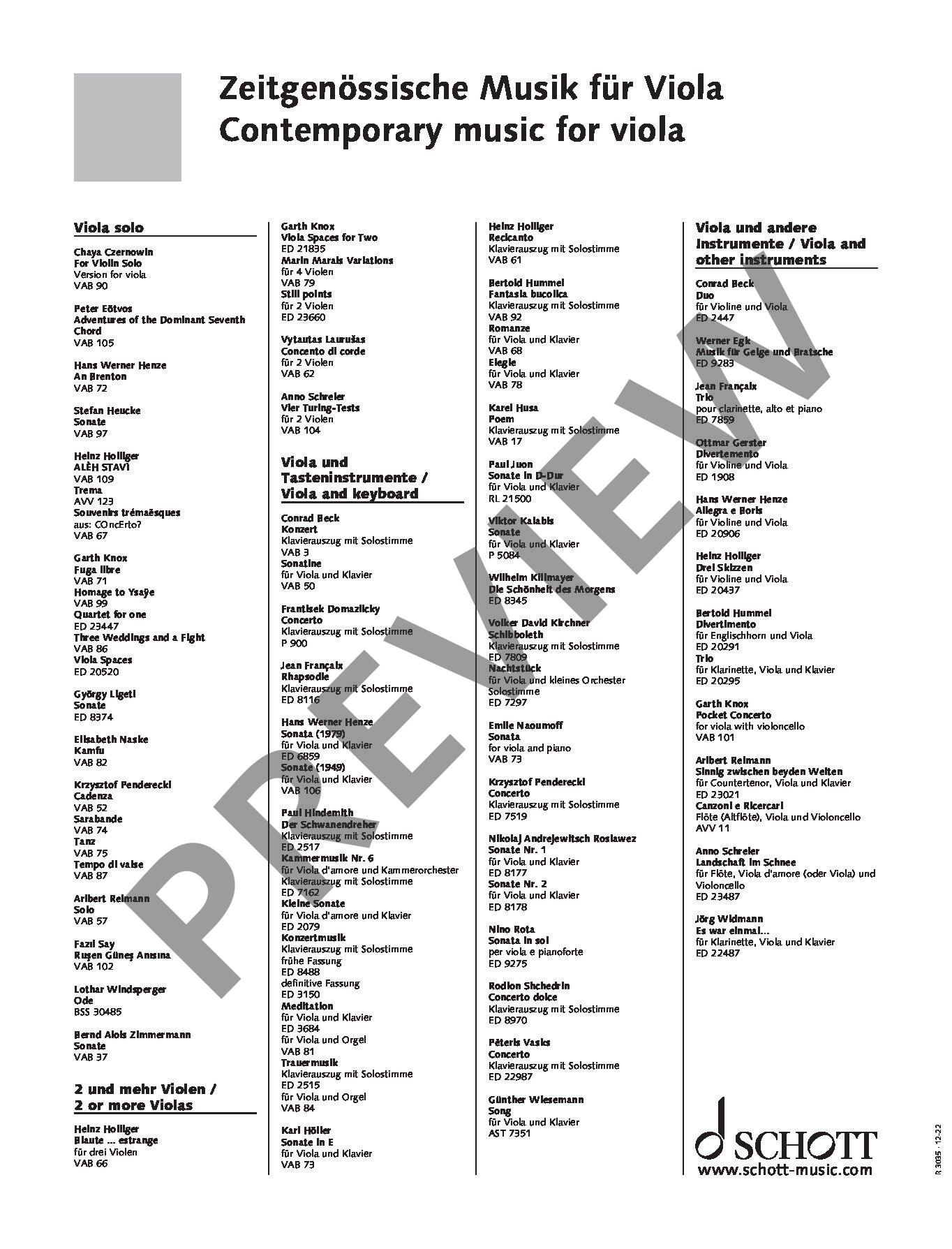 Sample 5 : Knox, Garth : Wind Songs, Three Songs For Voice And Viola - Voice And Viola - Schott Digital